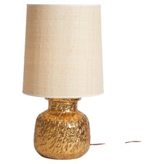 Italy 1970's Gilded Brutalist Pottery Lamp