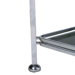 Italy 1970s Chrome Steel and Fumè Glass Trolley Bar Cart, Romeo Rega attributed