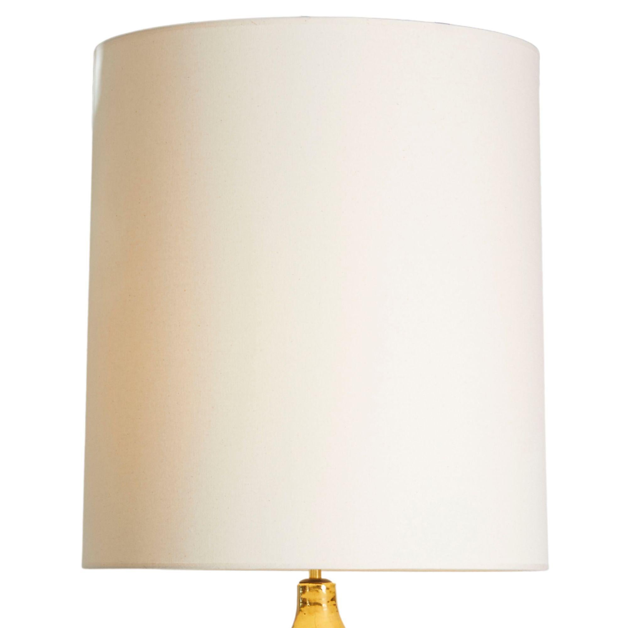 Mid Century Paar vergoldete Keramiklampen, Italien 1970er (Italienisch)