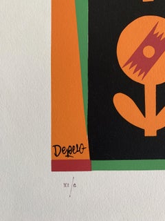 Impression multicolore sur papier numérotée post-moderne Depero, Italie, 1974