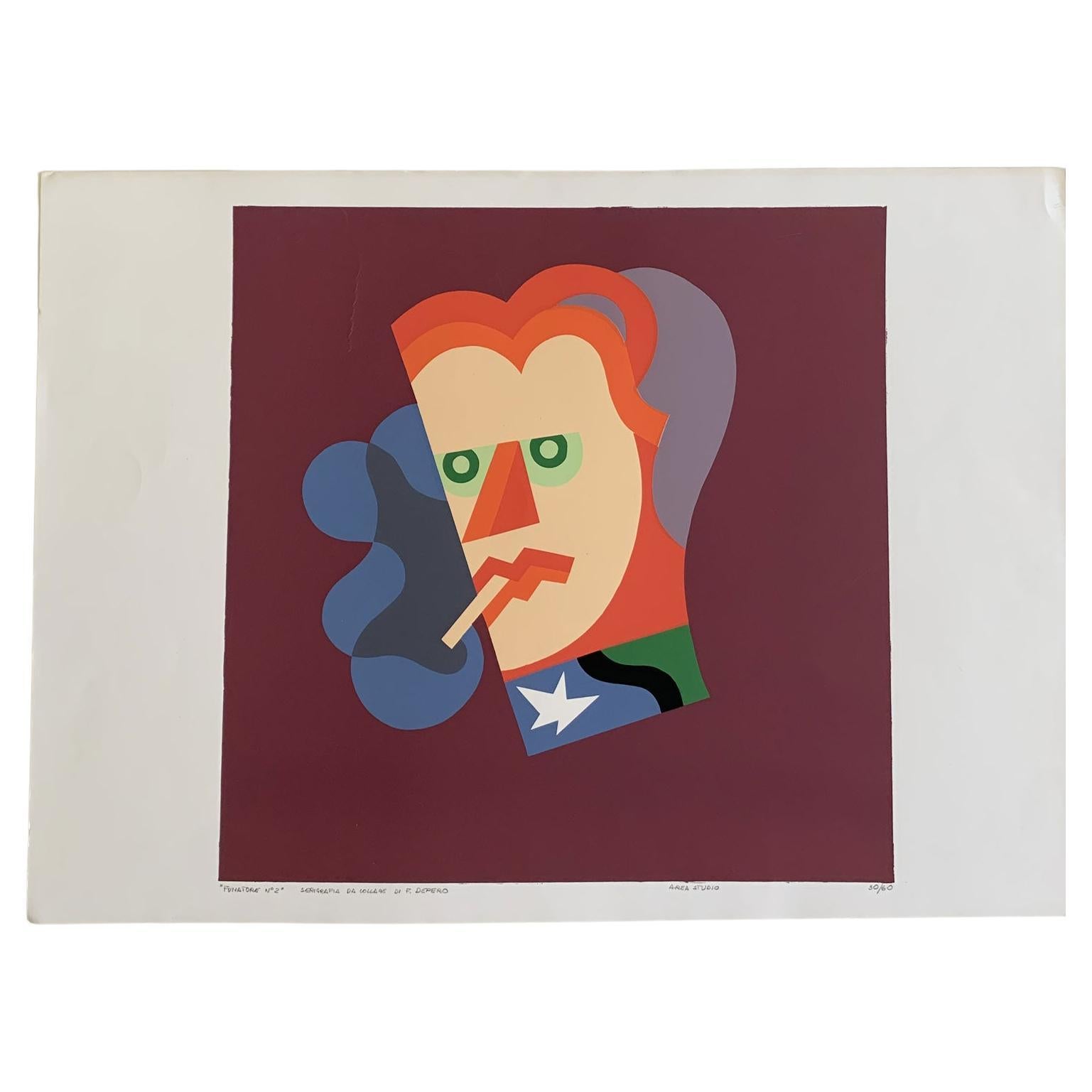 Italy 1974 Post -Modern Depero Multi-Color Print on Paper Numbered Edition