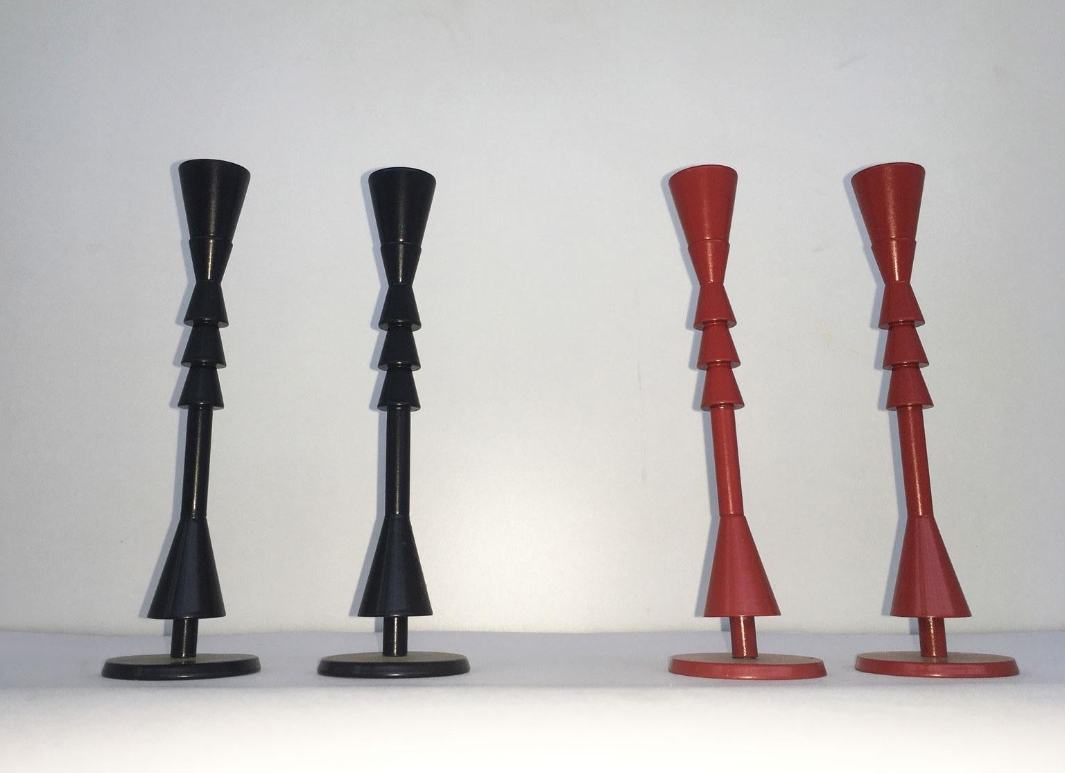 1974 Italy  Ugo La Pietra Ad Arte Red Bronze Abstract Sculpture Candleholders For Sale 3