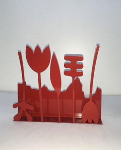 Italy 1980 Annamaria Gelmi Metal Painted Red Sculpture Piccolo Eden