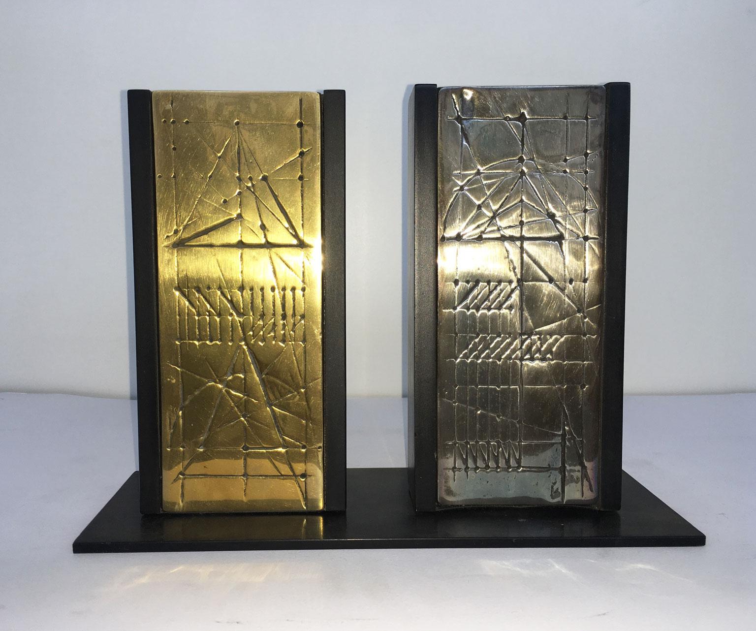 Italy 1980 Bronze Abstract Sculpture Walter Valentini Tavole Panels For Sale 9