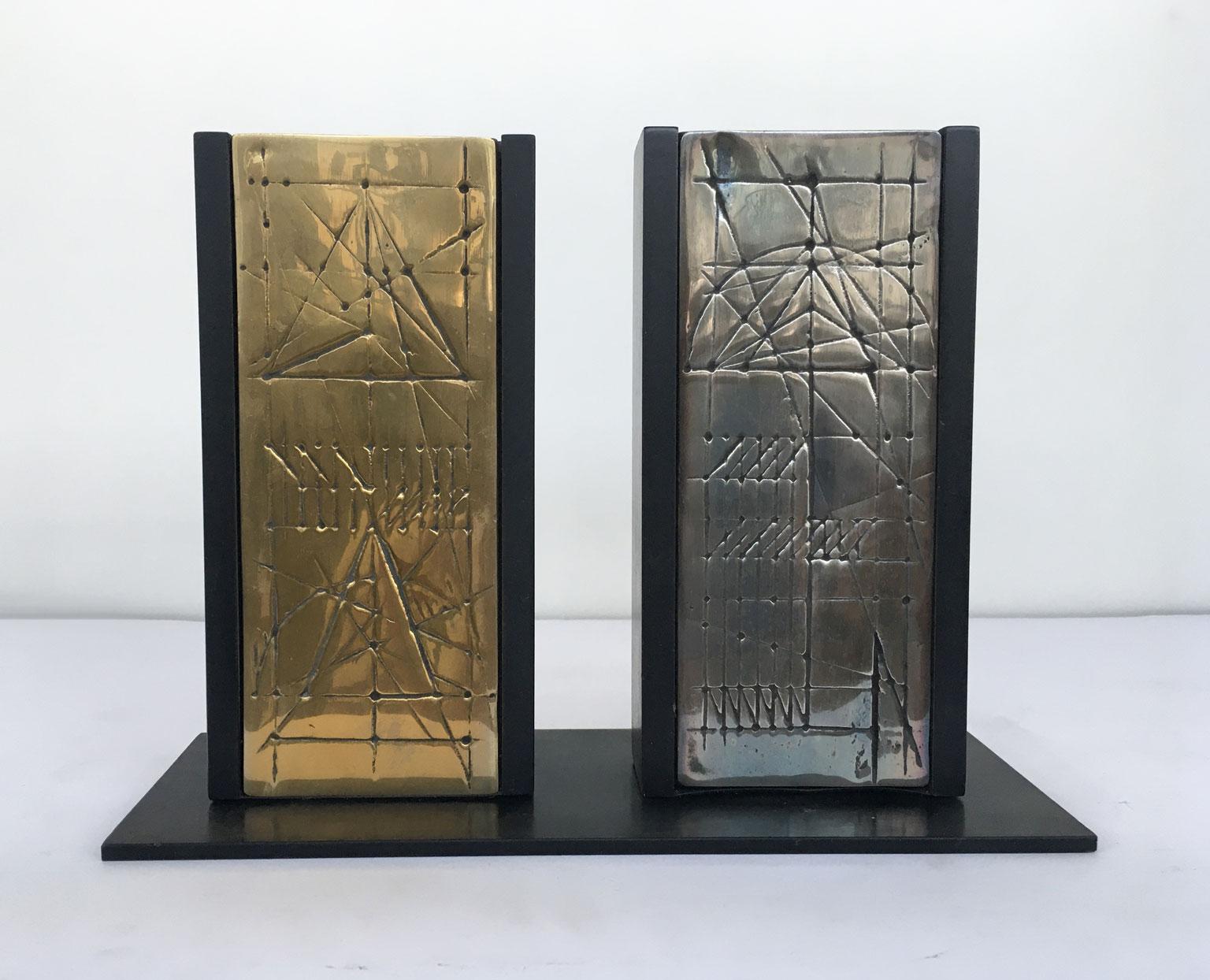 Italy 1980 Bronze Abstract Sculpture Walter Valentini Tavole Panels For Sale 10