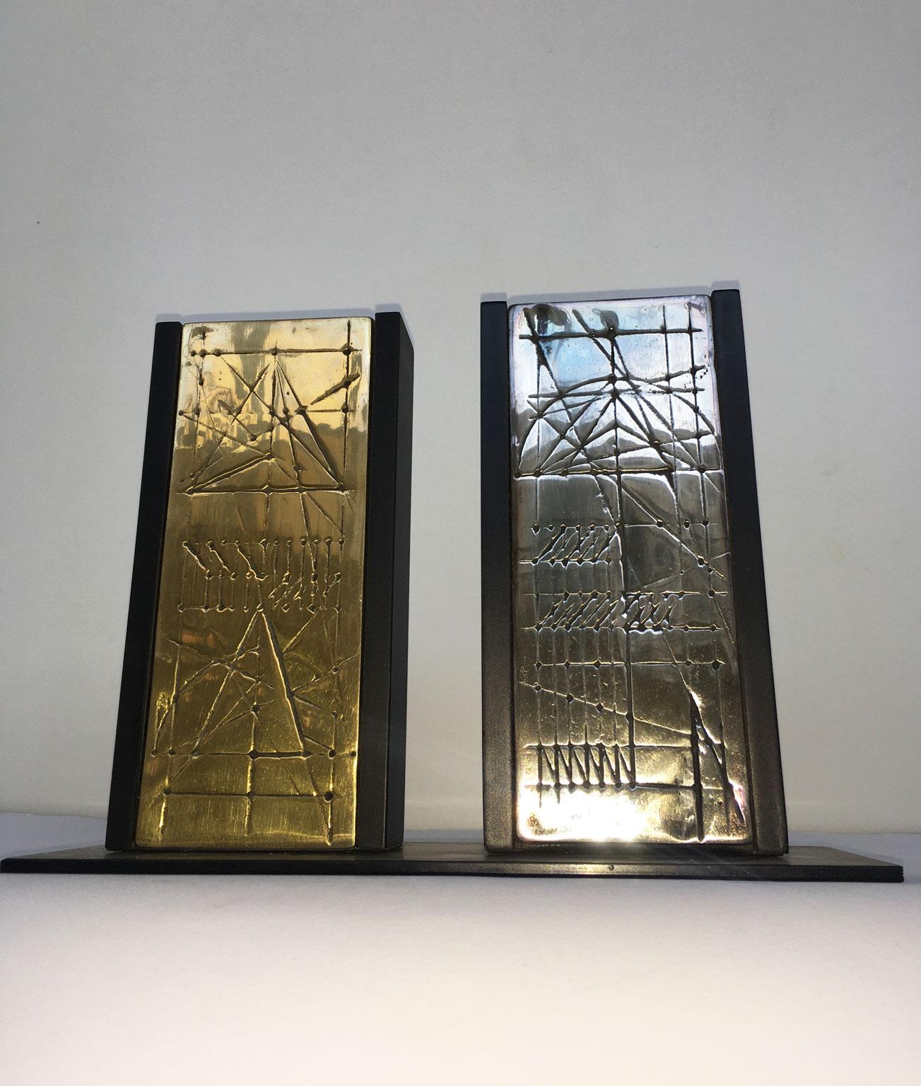 Italy 1980 Bronze Abstract Sculpture Walter Valentini Tavole Panels For Sale 13