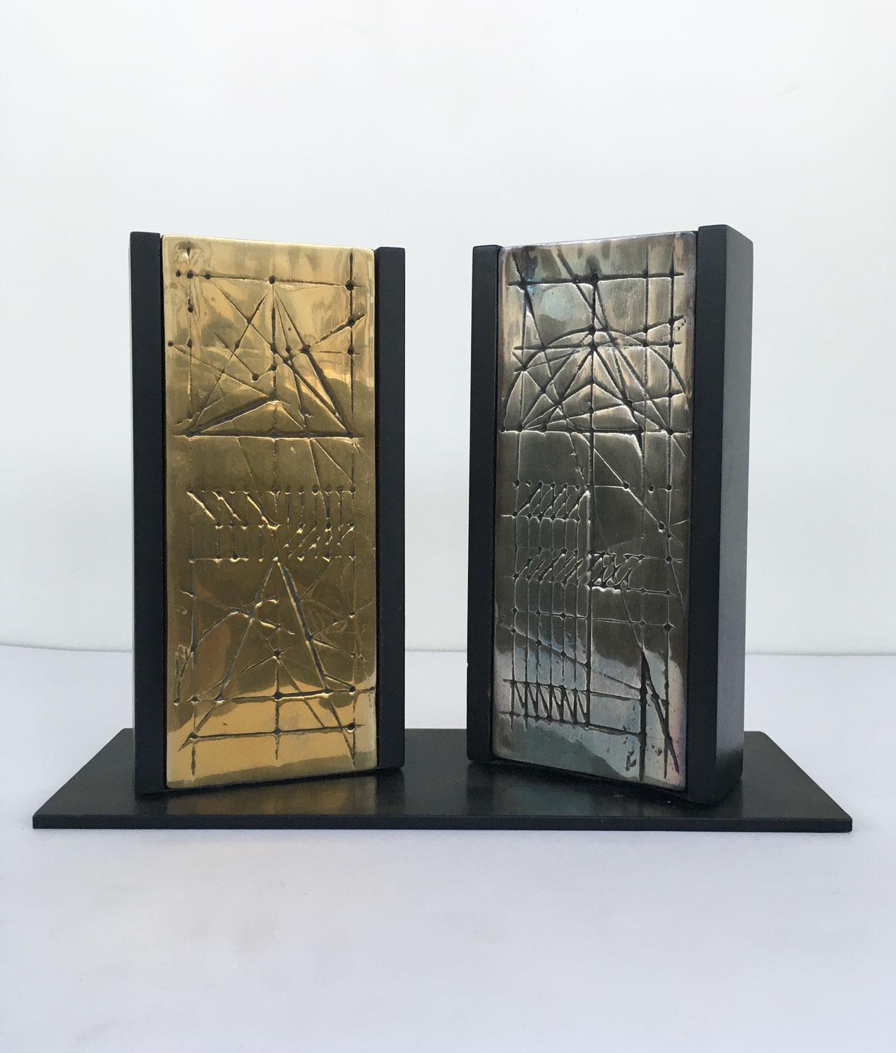 Italy 1980 Bronze Abstract Sculpture Walter Valentini Tavole Panels For Sale 15
