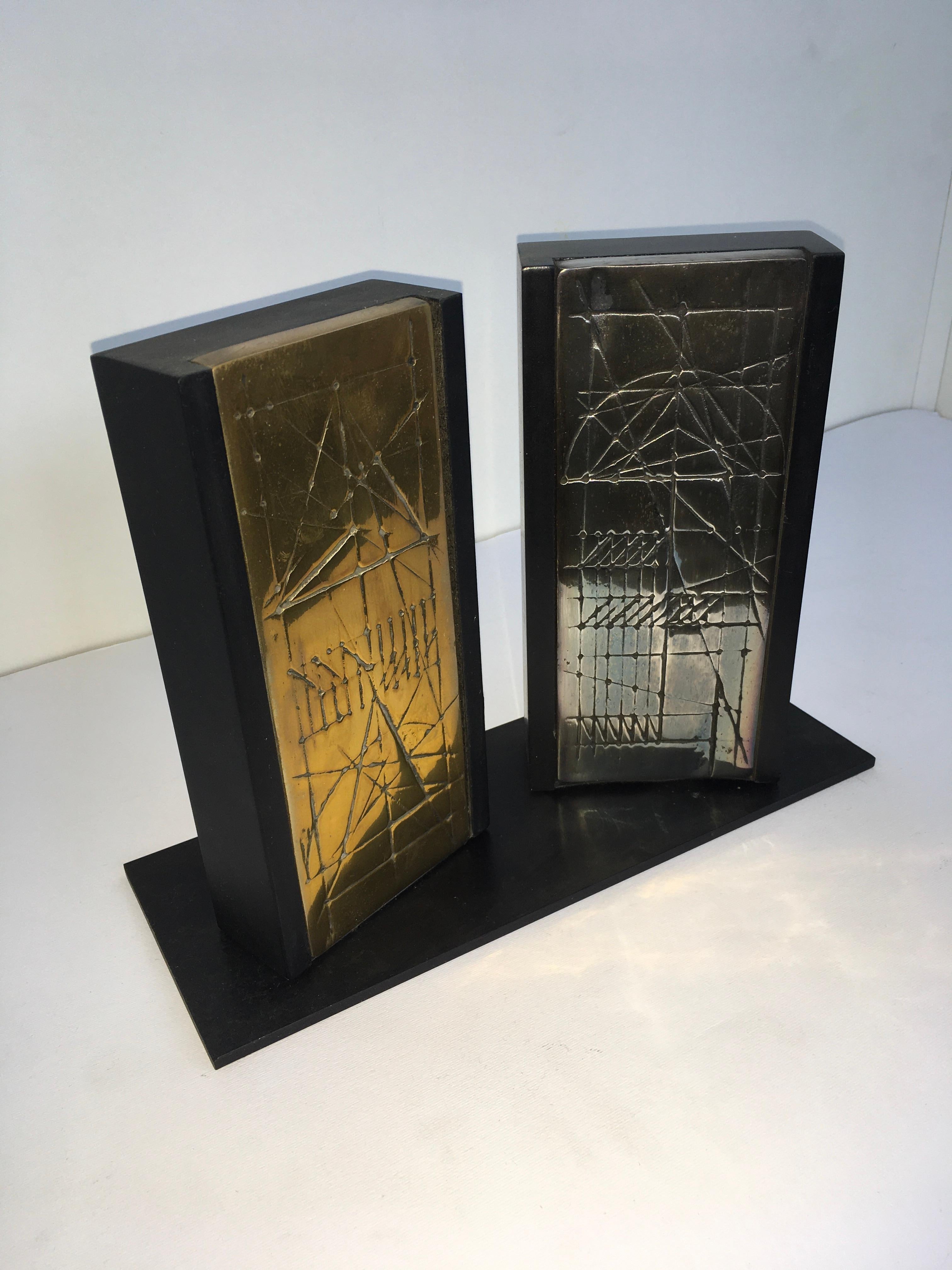 Italy 1980 Bronze Abstract Sculpture Walter Valentini Tavole Panels For Sale 2