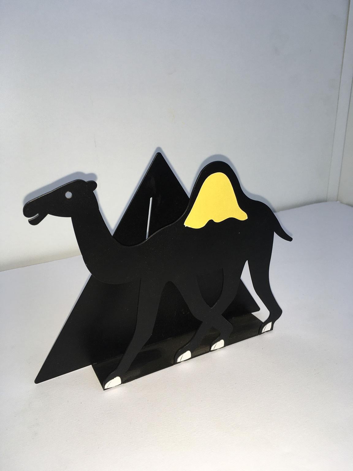 20th Century Italy 1980 Bruno Chersicla Black Painted Metal Sculpture Egitto For Sale