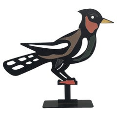Italien 1980 Bruno Chersicla Schwarz bemalte Metall-Skulptur Upupa