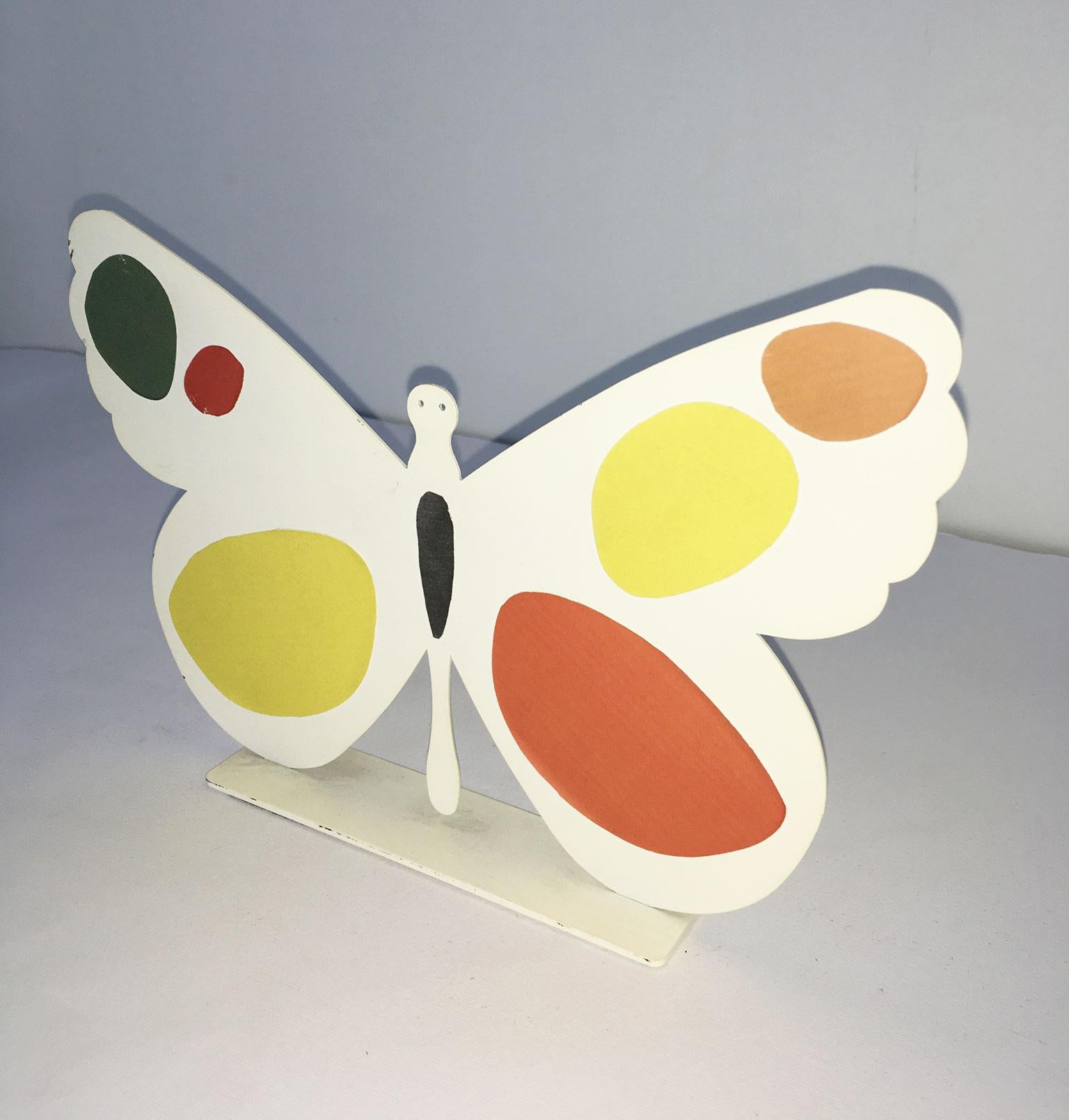 20th Century Italy, 1980, Bruno Chersicla Volavola White Painted Metal Sculpture Butterfly For Sale