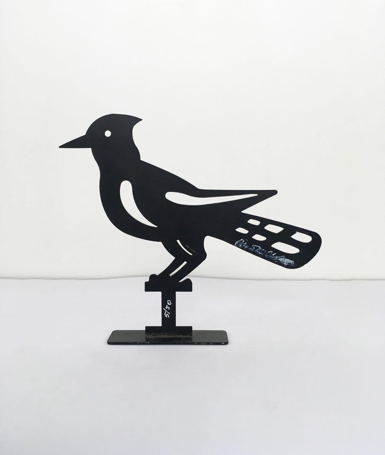 Italy 1980 Bruno Chersicla White Painted  Metal Sculpture Upupa For Sale 5