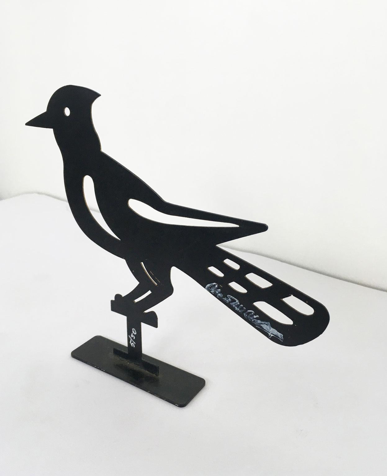 Italy 1980 Bruno Chersicla White Painted  Metal Sculpture Upupa For Sale 9