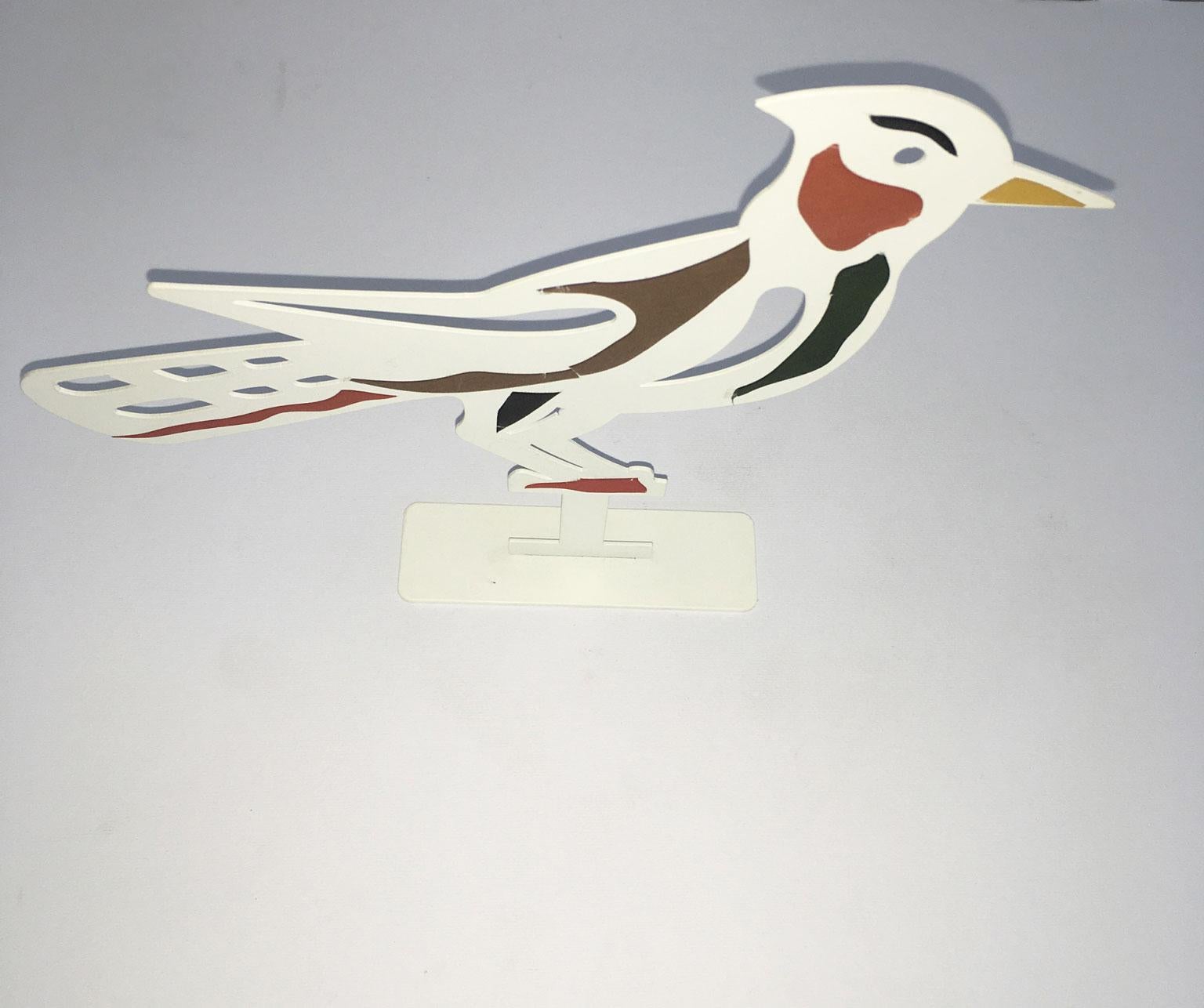 Italy 1980 Bruno Chersicla White Painted  Metal Sculpture Upupa For Sale 13