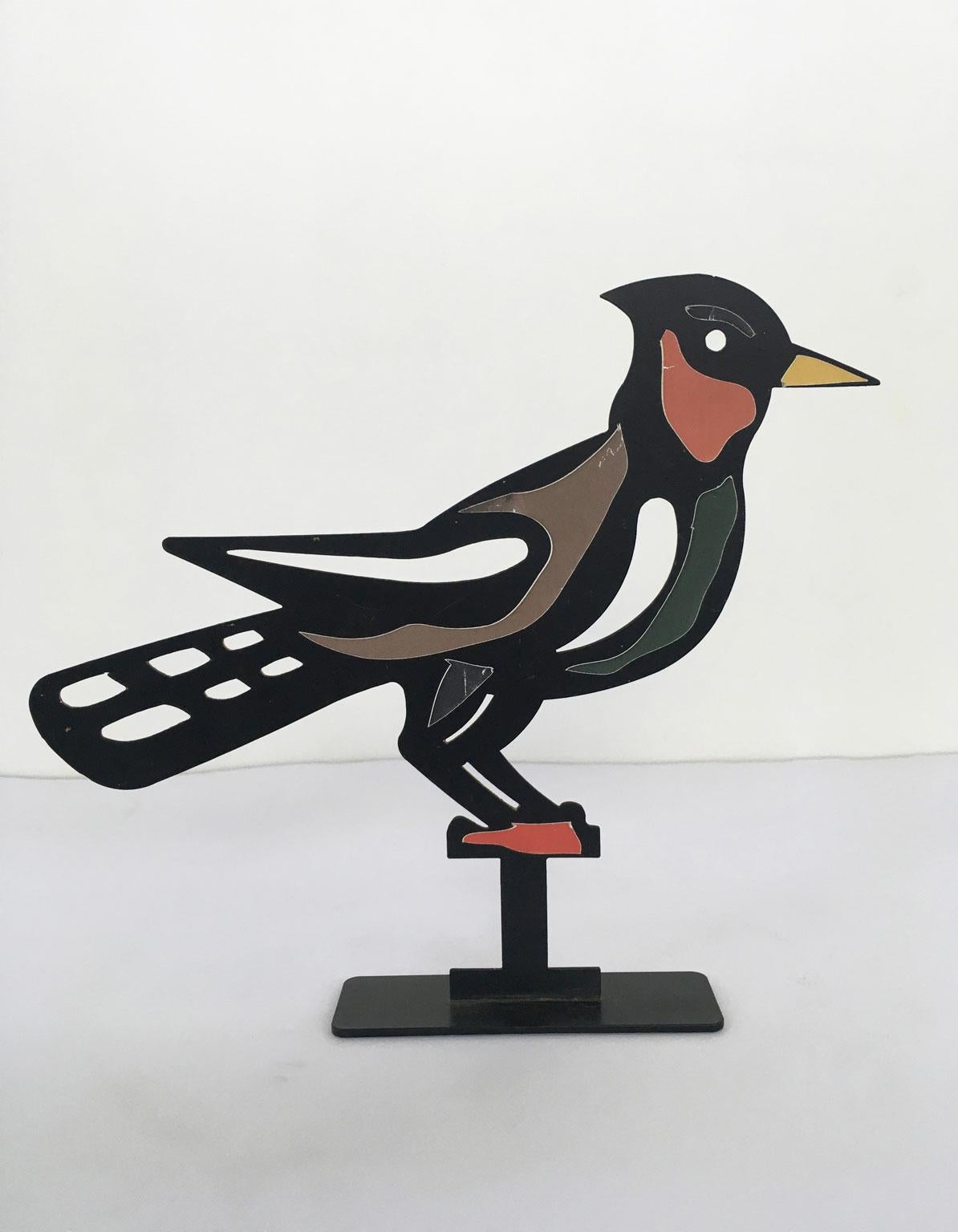 Italy 1980 Bruno Chersicla White Painted  Metal Sculpture Upupa For Sale 1