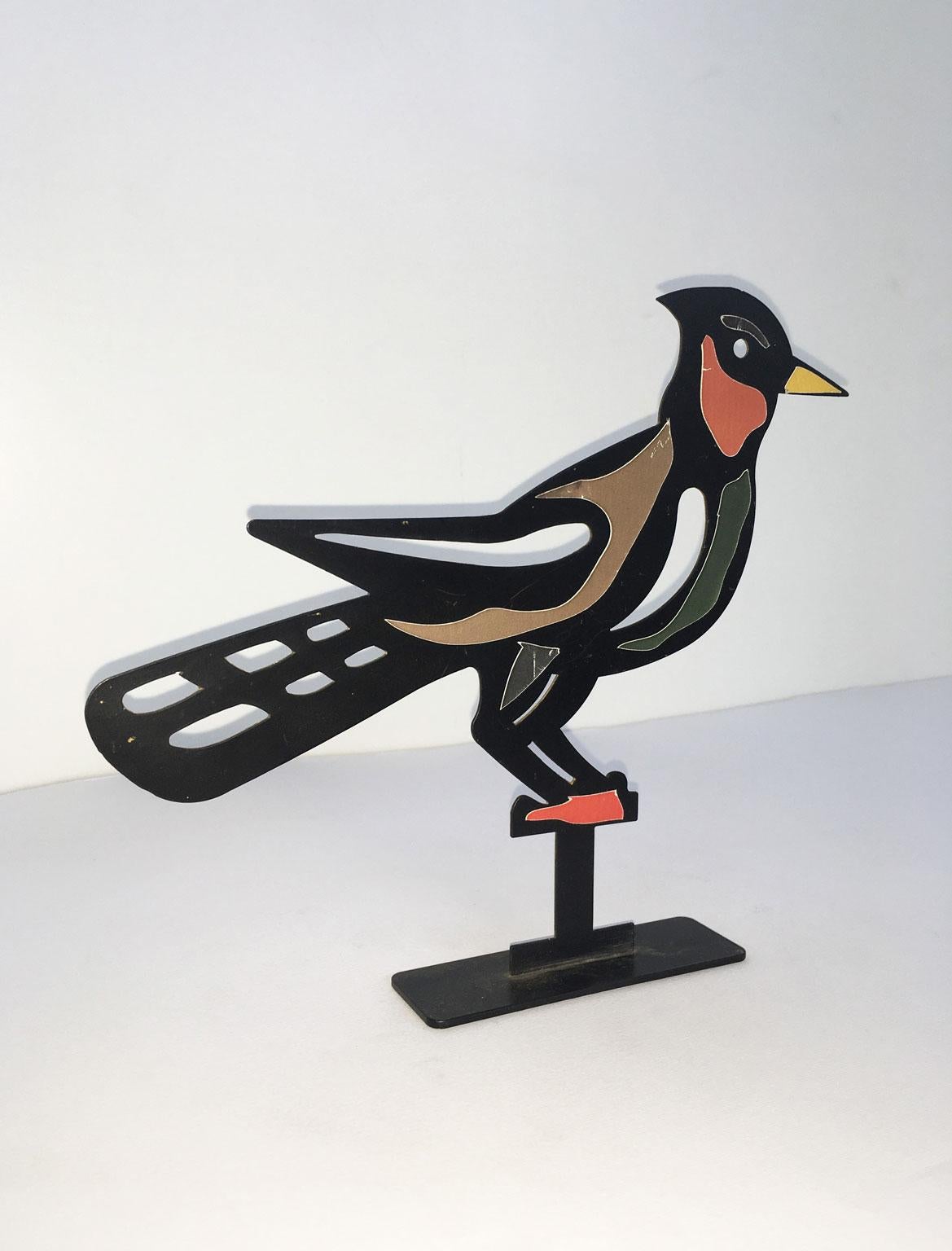 Italy 1980 Bruno Chersicla White Painted  Metal Sculpture Upupa For Sale 2