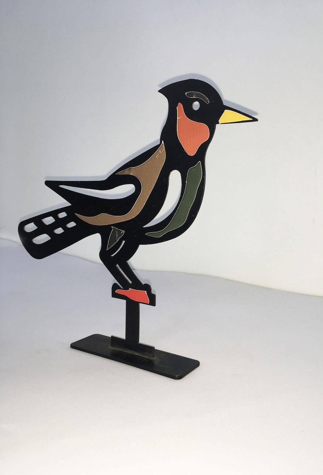 Italy 1980 Bruno Chersicla White Painted  Metal Sculpture Upupa For Sale 3