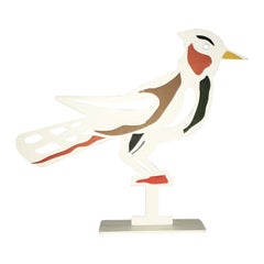 Italia 1980 Bruno Chersicla Pintado de blanco  Escultura de metal Upupa