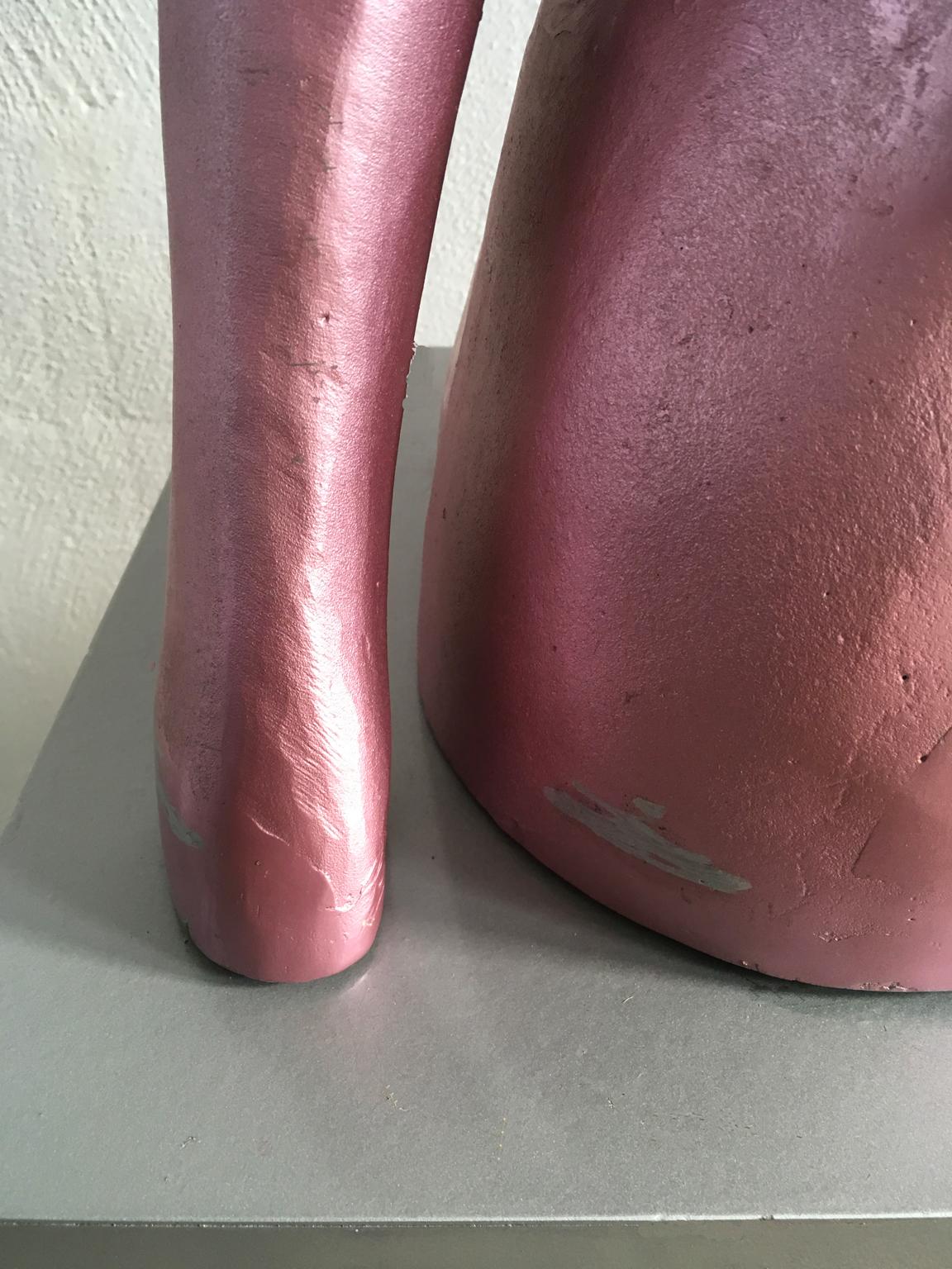 Hand-Crafted 1980 Italy Post-Modern Sculpture by Ugo La Pietra Pink Lacquered Aluminum For Sale