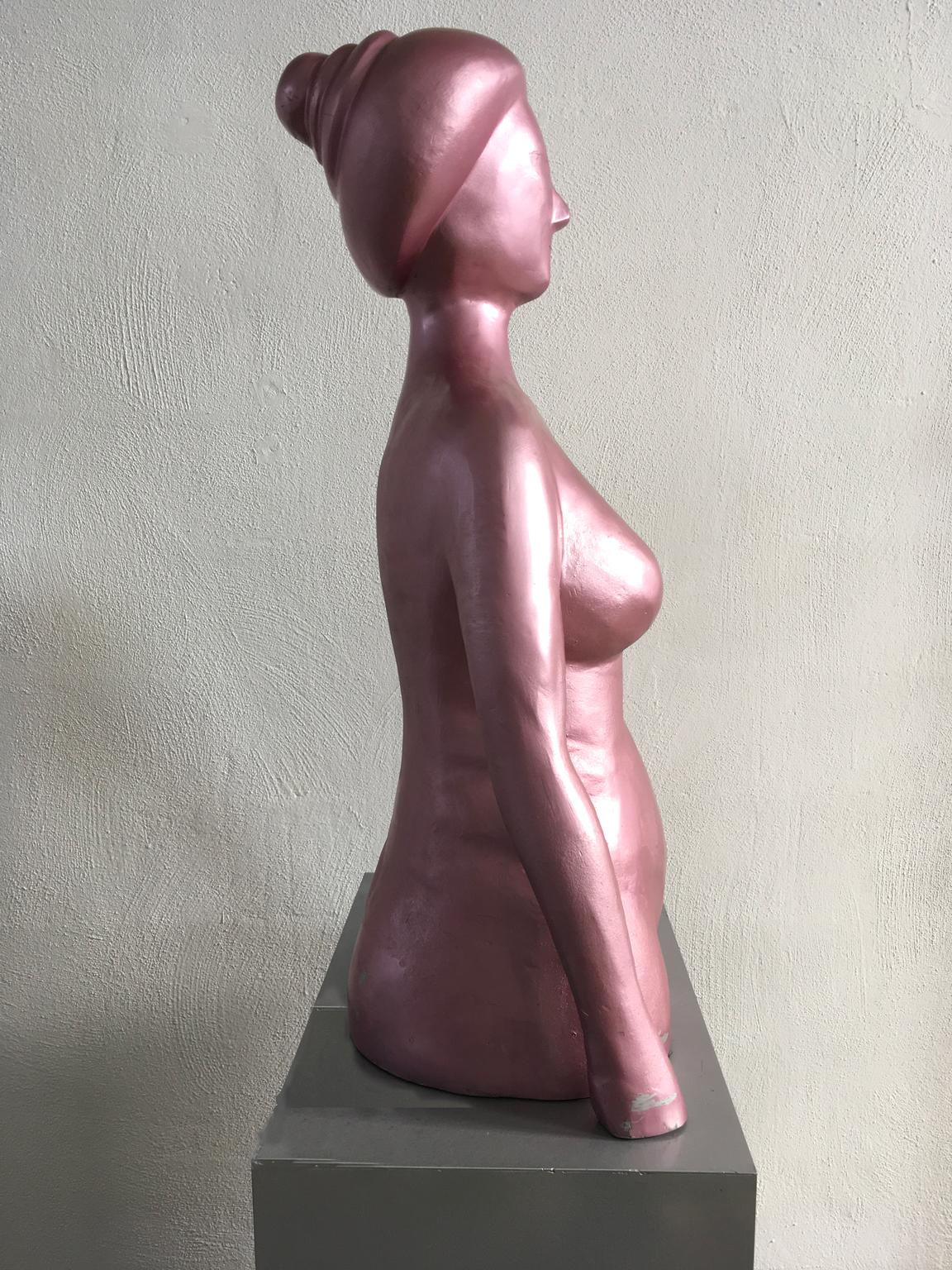 Italienische postmoderne Skulptur von Ugo La Pietra aus rosa lackiertem Aluminium, 1980 im Angebot 2