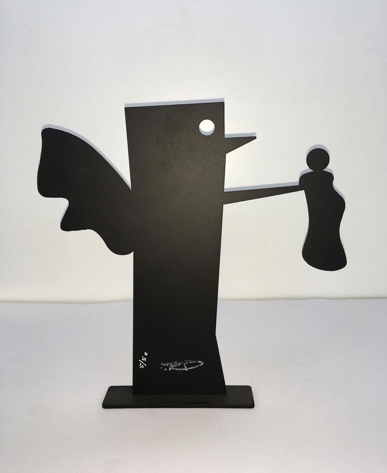 Italy 1980 Riccardo Dalisi Black Metal Painted Sculpture Caffellatte For Sale 4