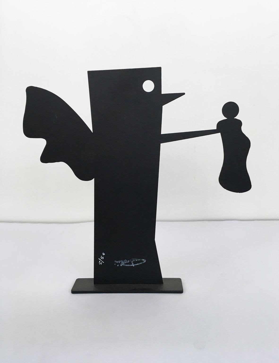 Italy 1980 Riccardo Dalisi Black Metal Painted Sculpture Caffellatte For Sale 5