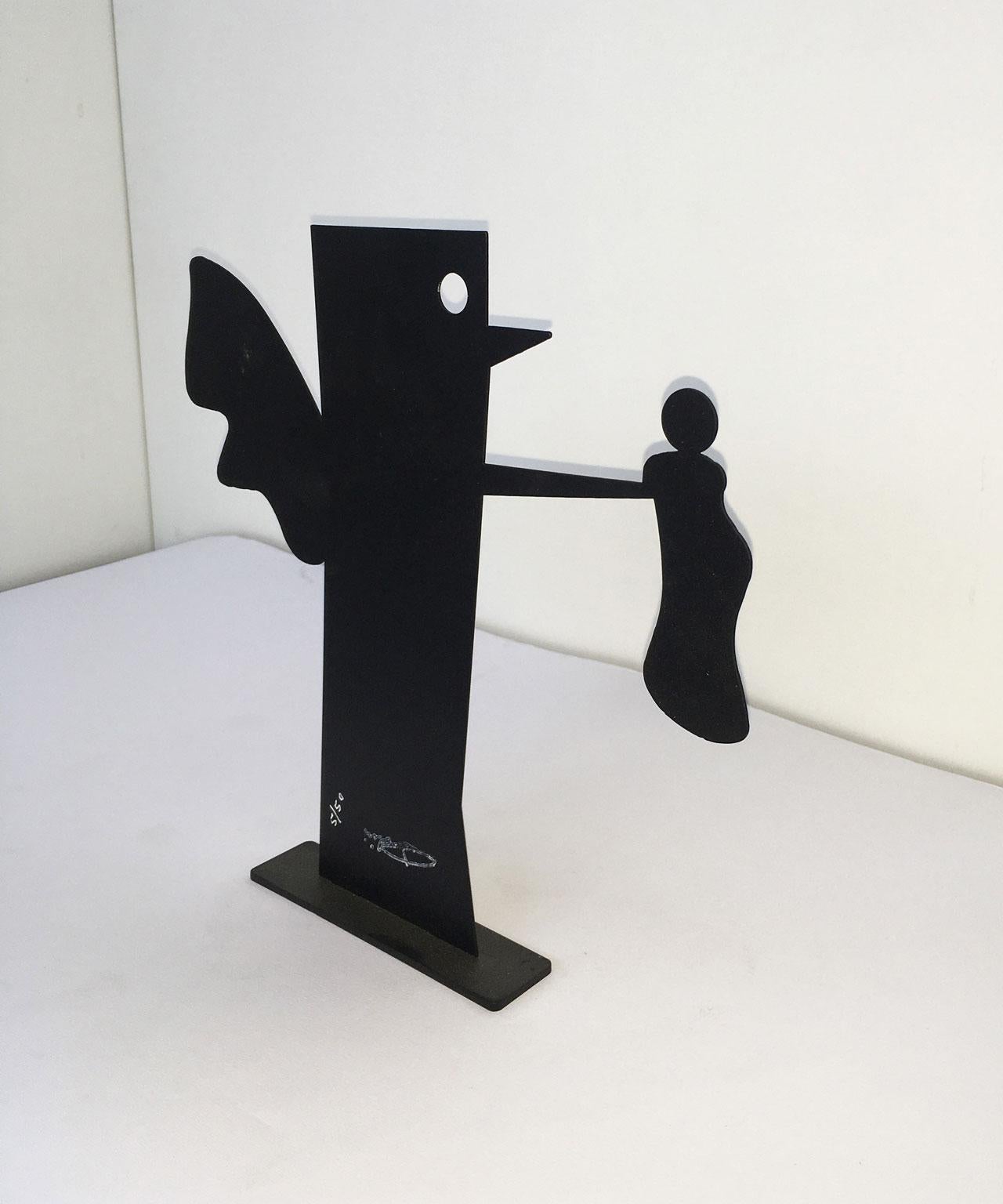 Italy 1980 Riccardo Dalisi Black Metal Painted Sculpture Caffellatte For Sale 8