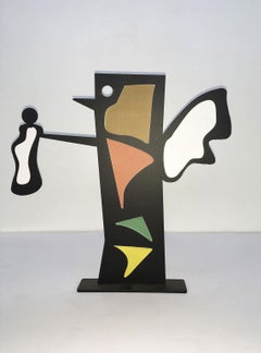 Italy 1980 Riccardo Dalisi Black Metal Painted Sculpture Caffellatte