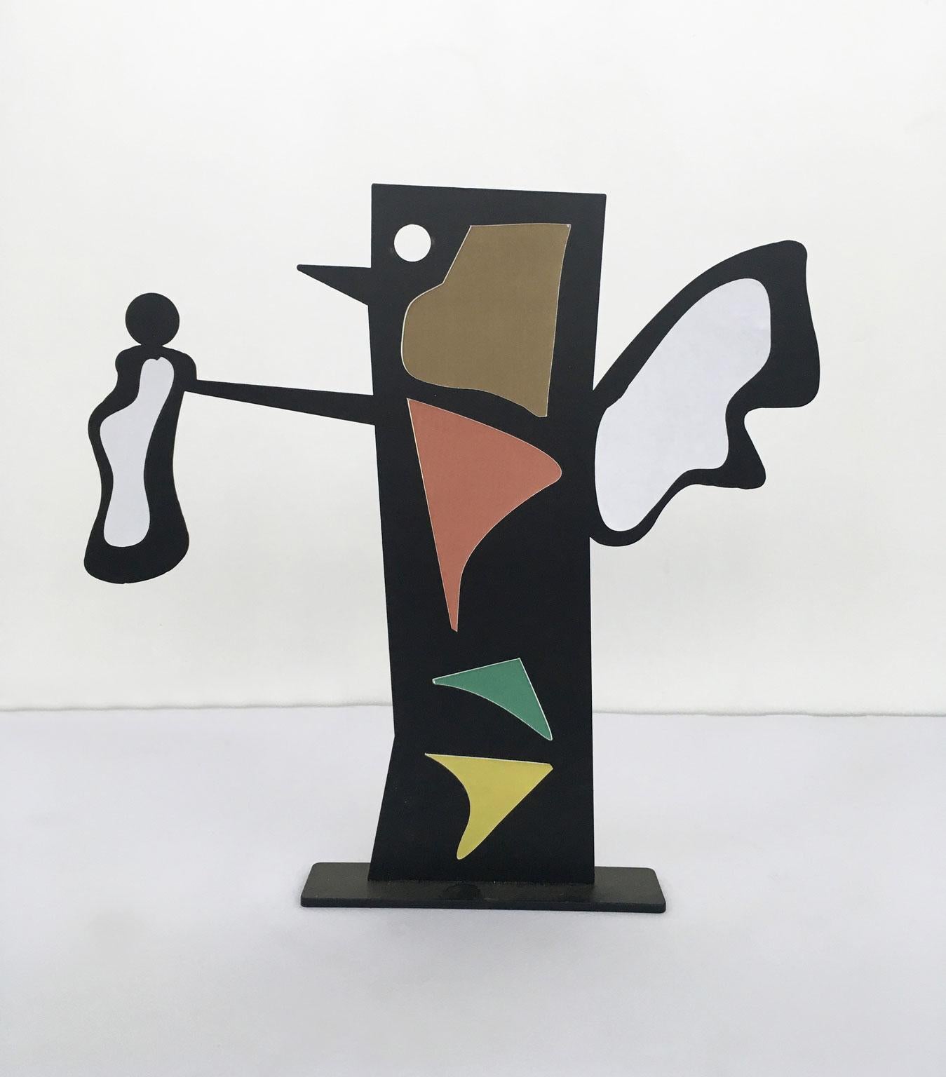 Post-Modern Italy 1980 Riccardo Dalisi Black Metal Painted Sculpture Caffellatte For Sale