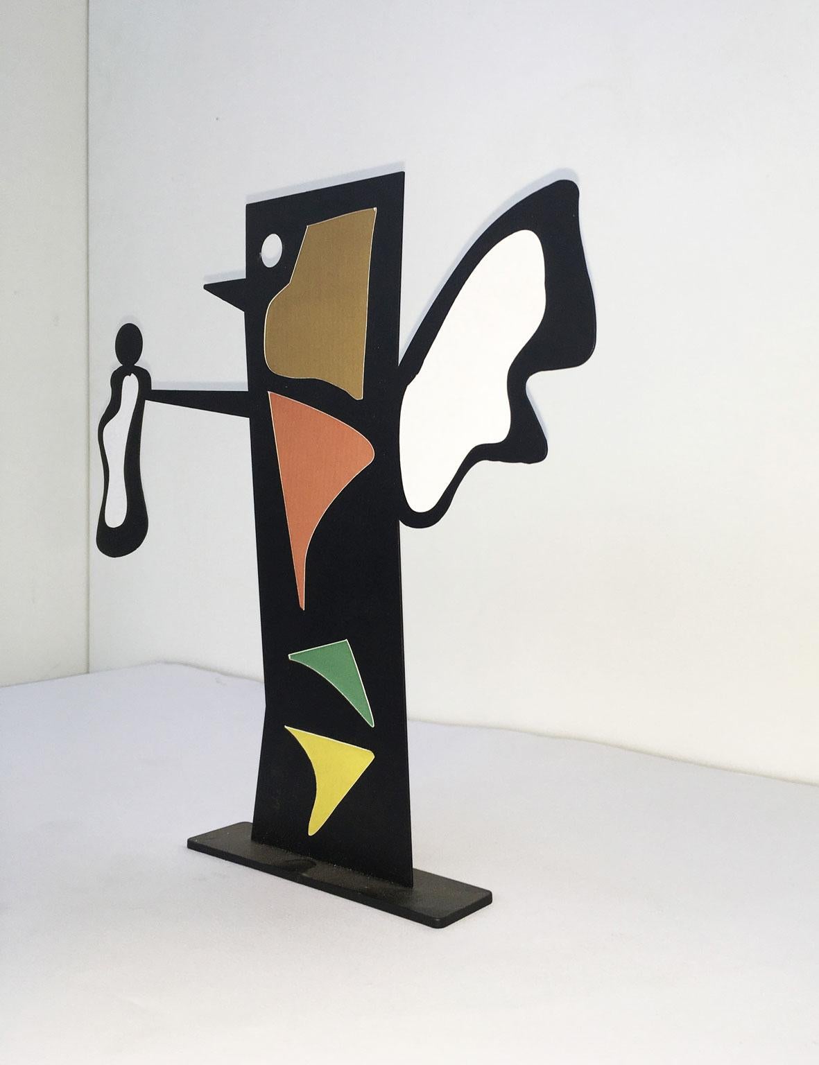20th Century Italy 1980 Riccardo Dalisi Black Metal Painted Sculpture Caffellatte For Sale