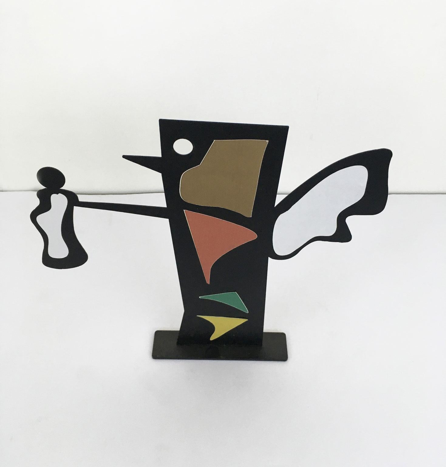 Italy 1980 Riccardo Dalisi Black Metal Painted Sculpture Caffellatte For Sale 2