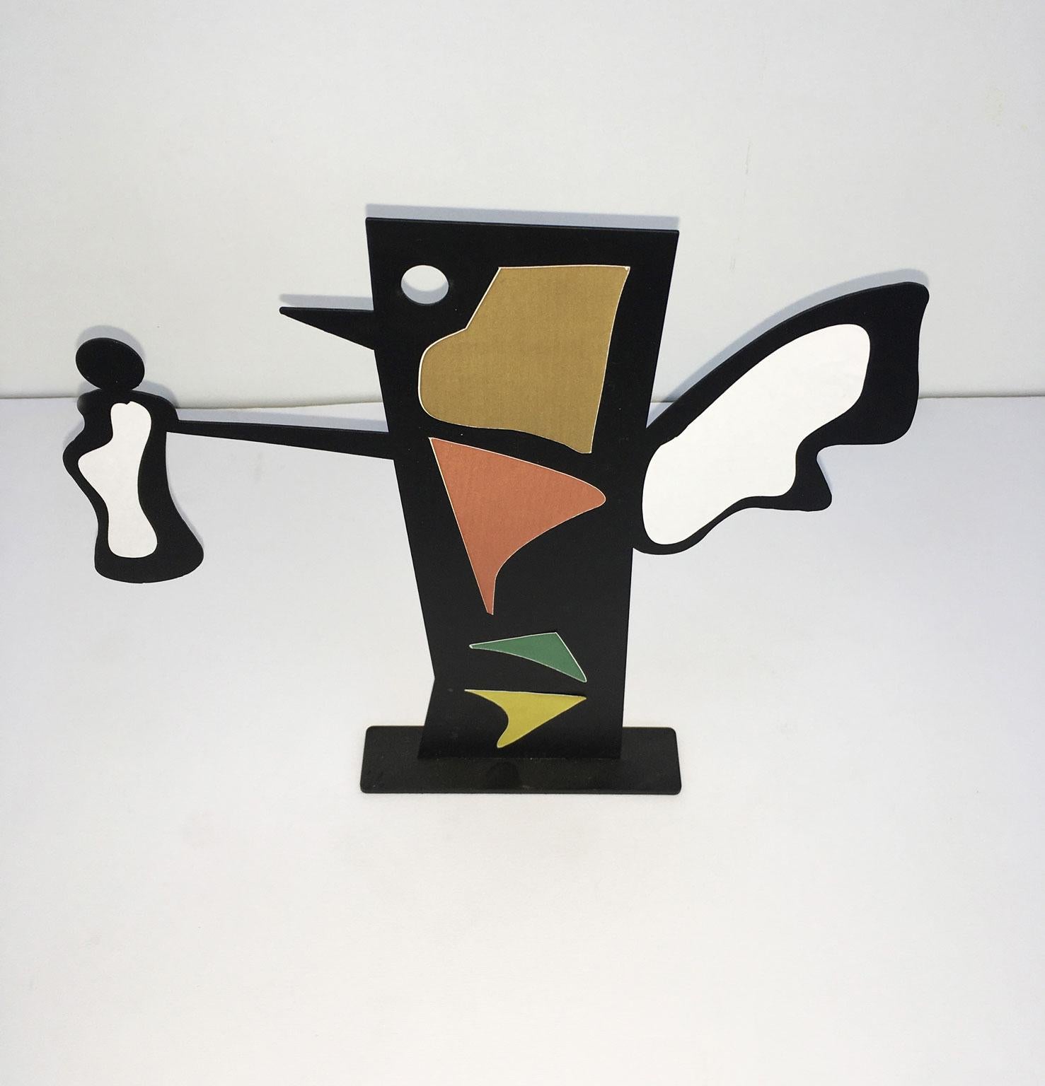 Italy 1980 Riccardo Dalisi Black Metal Painted Sculpture Caffellatte For Sale 3