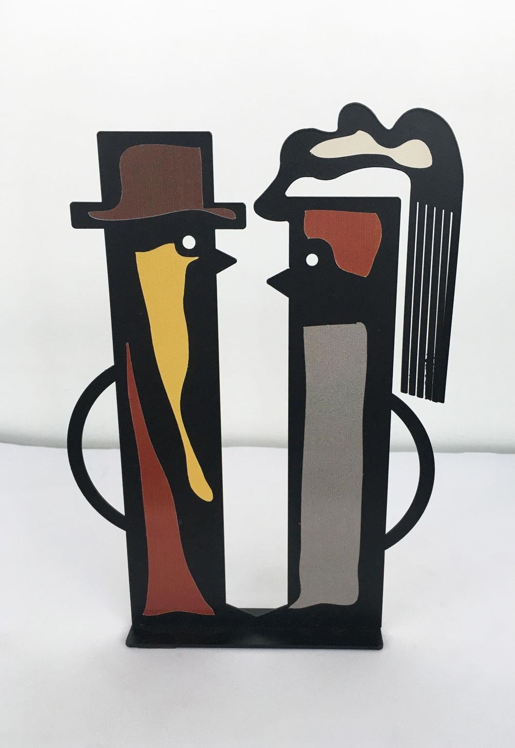 Italien 1980 Riccardo Dalisi Schwarze bemalte Metallskulptur Amanti Lovers, Italien im Angebot 9