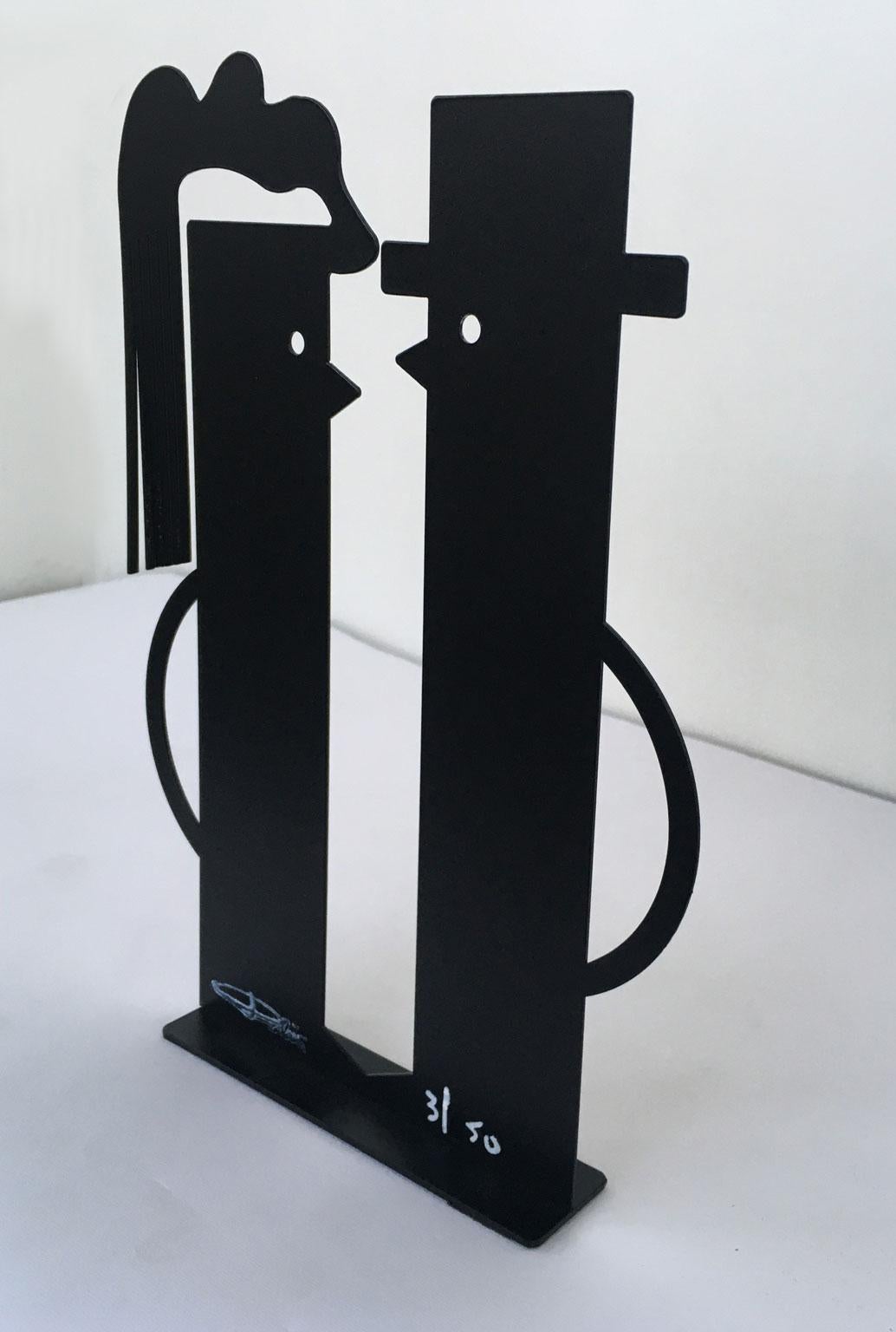 Italien 1980 Riccardo Dalisi Schwarze bemalte Metallskulptur Amanti Lovers, Italien im Angebot 2