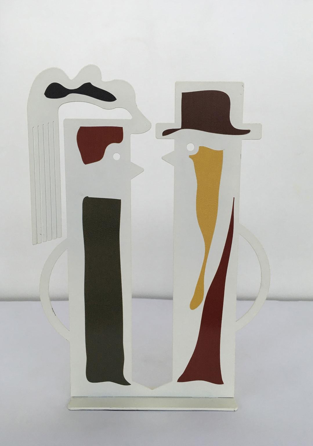 Post-Modern Italy 1980 Riccardo Dalisi  White Painted Metal Amanti For Sale