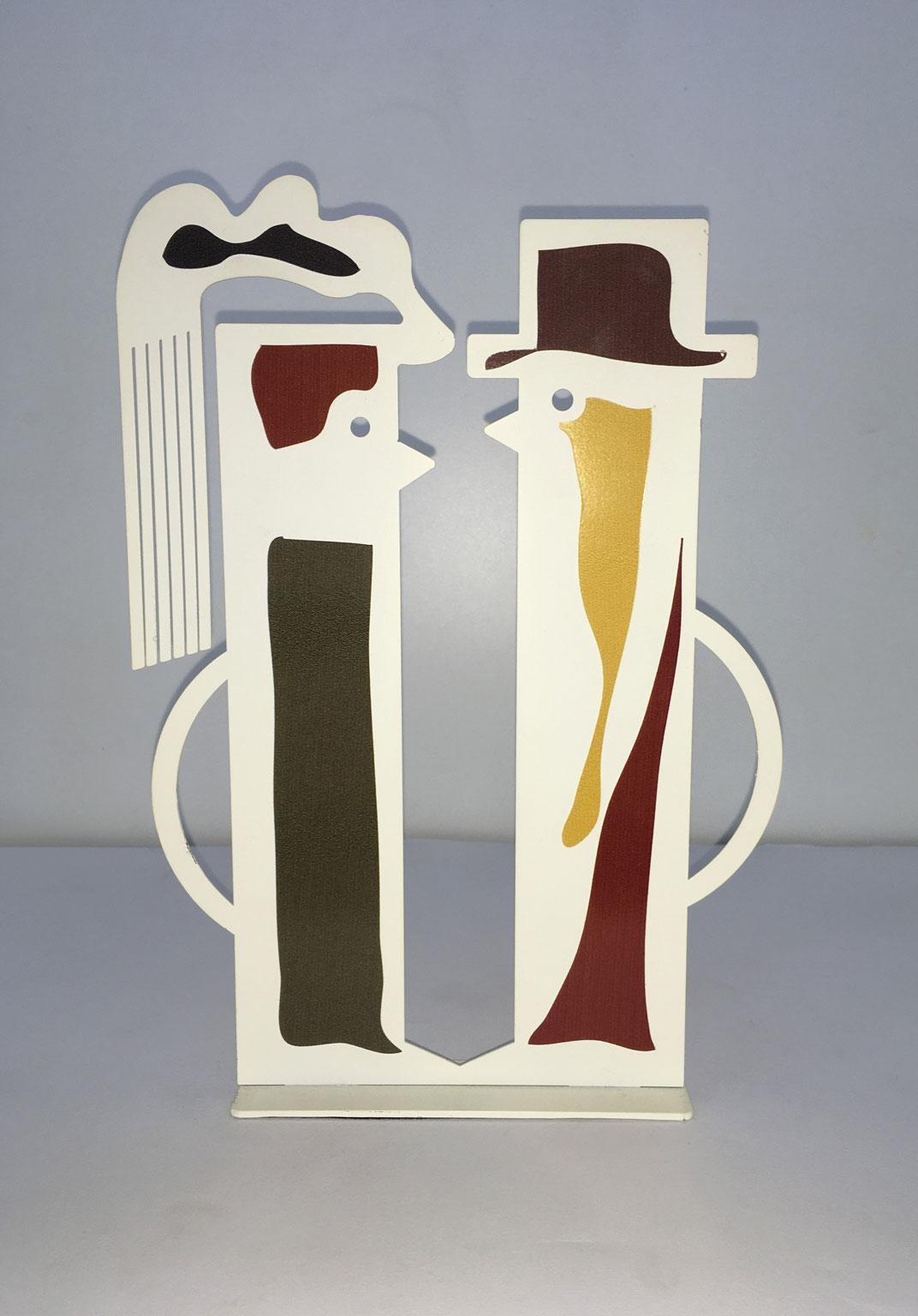 Italian Italy 1980 Riccardo Dalisi  White Painted Metal Amanti For Sale