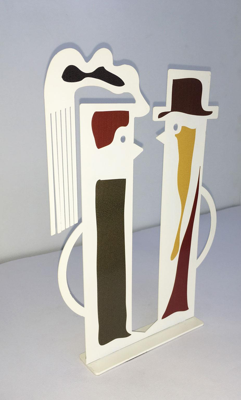 Italy 1980 Riccardo Dalisi  White Painted Metal Amanti In Good Condition For Sale In Brescia, IT