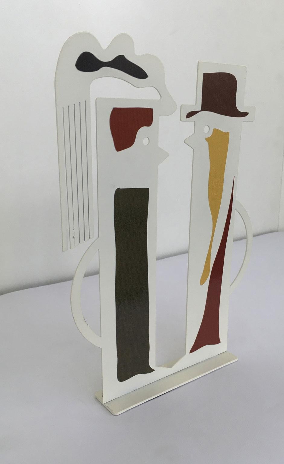 20th Century Italy 1980 Riccardo Dalisi  White Painted Metal Amanti For Sale
