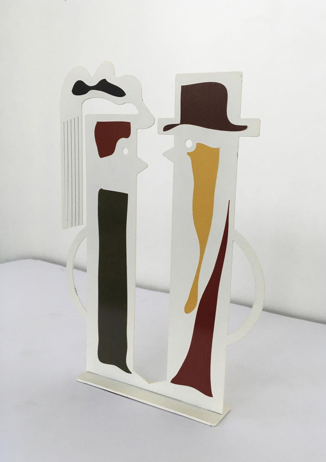 Italy 1980 Riccardo Dalisi  White Painted Metal Amanti For Sale 2