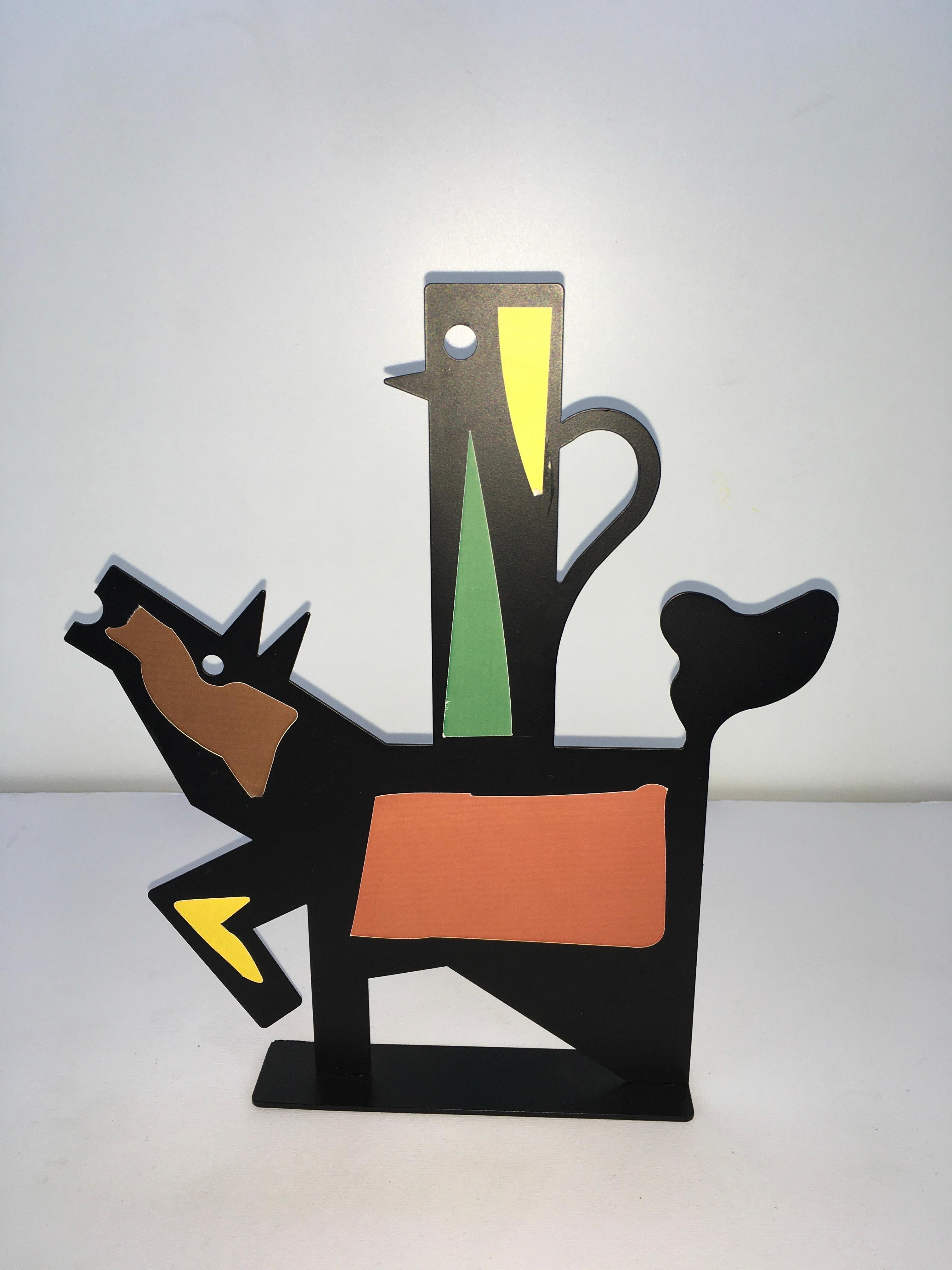 Italy 1980 Riccardo Dalisi White Painted Metal Sculpture Muccacaffè For Sale 6