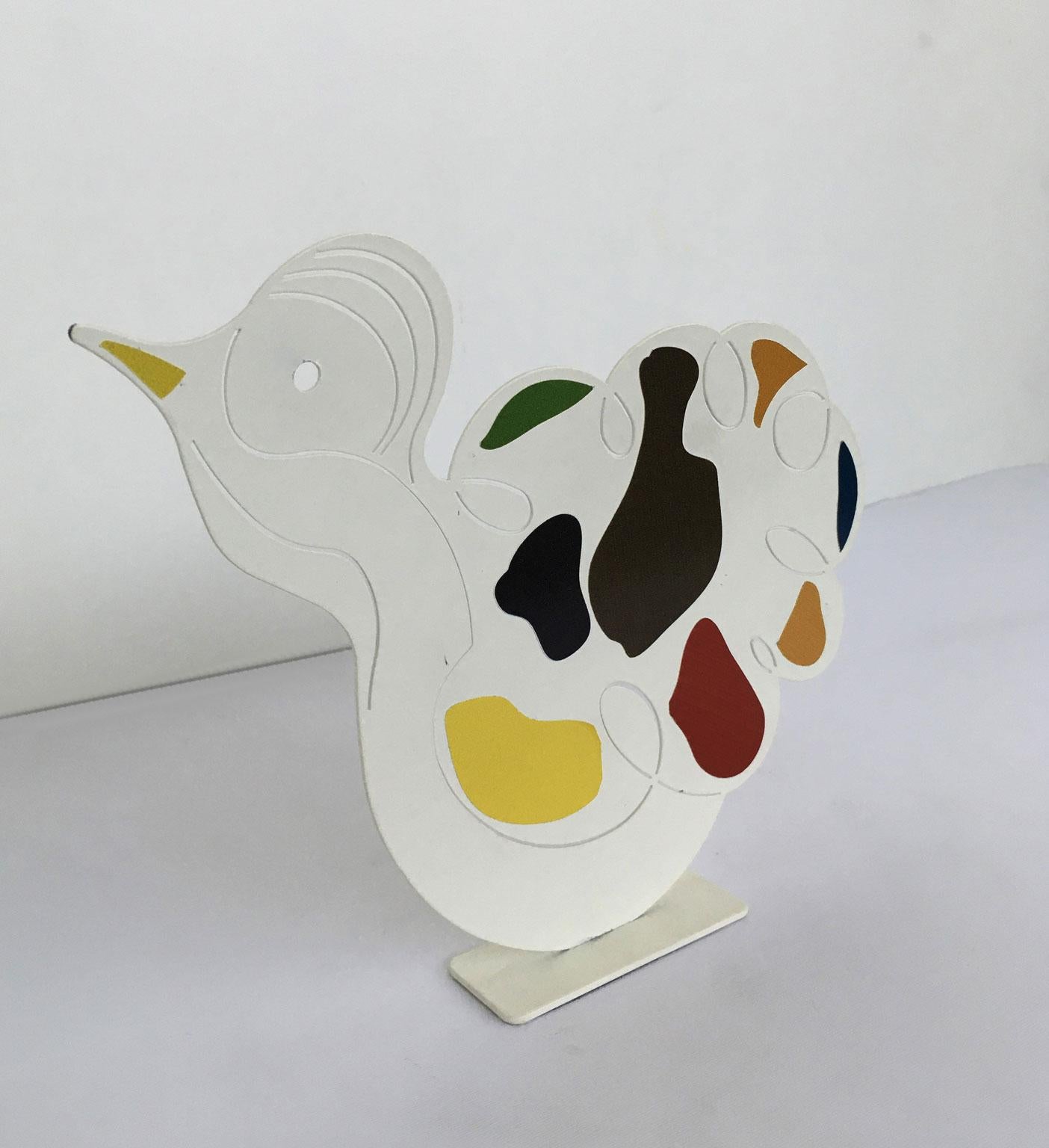 Italia 1980 Riccardo Dalisi Escultura de metal pintada de blanco Pulcinino en Bueno estado para la venta en Brescia, IT