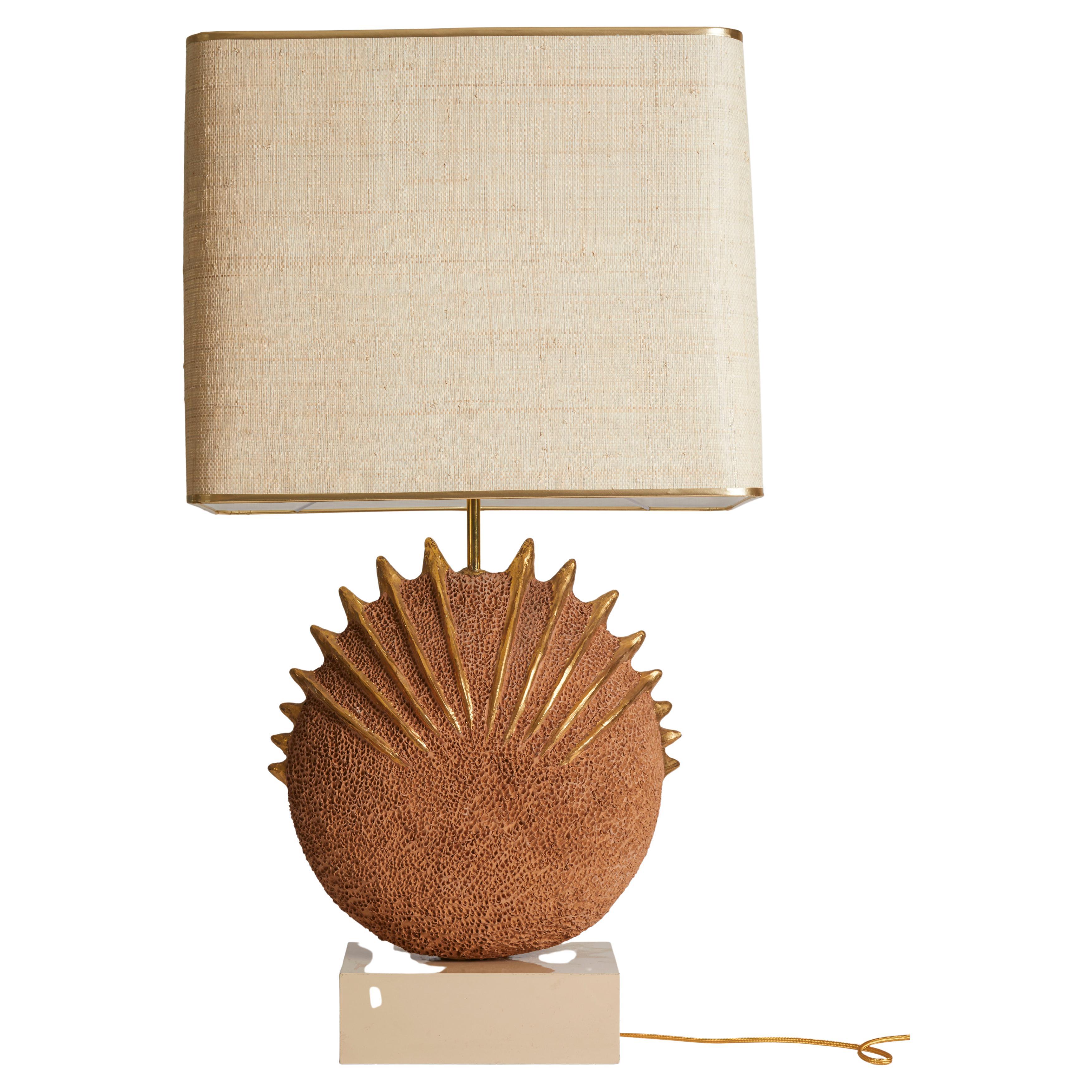 Lampada a conchiglia dorata di Emilia Palomba, metà secolo, Italia anni '80