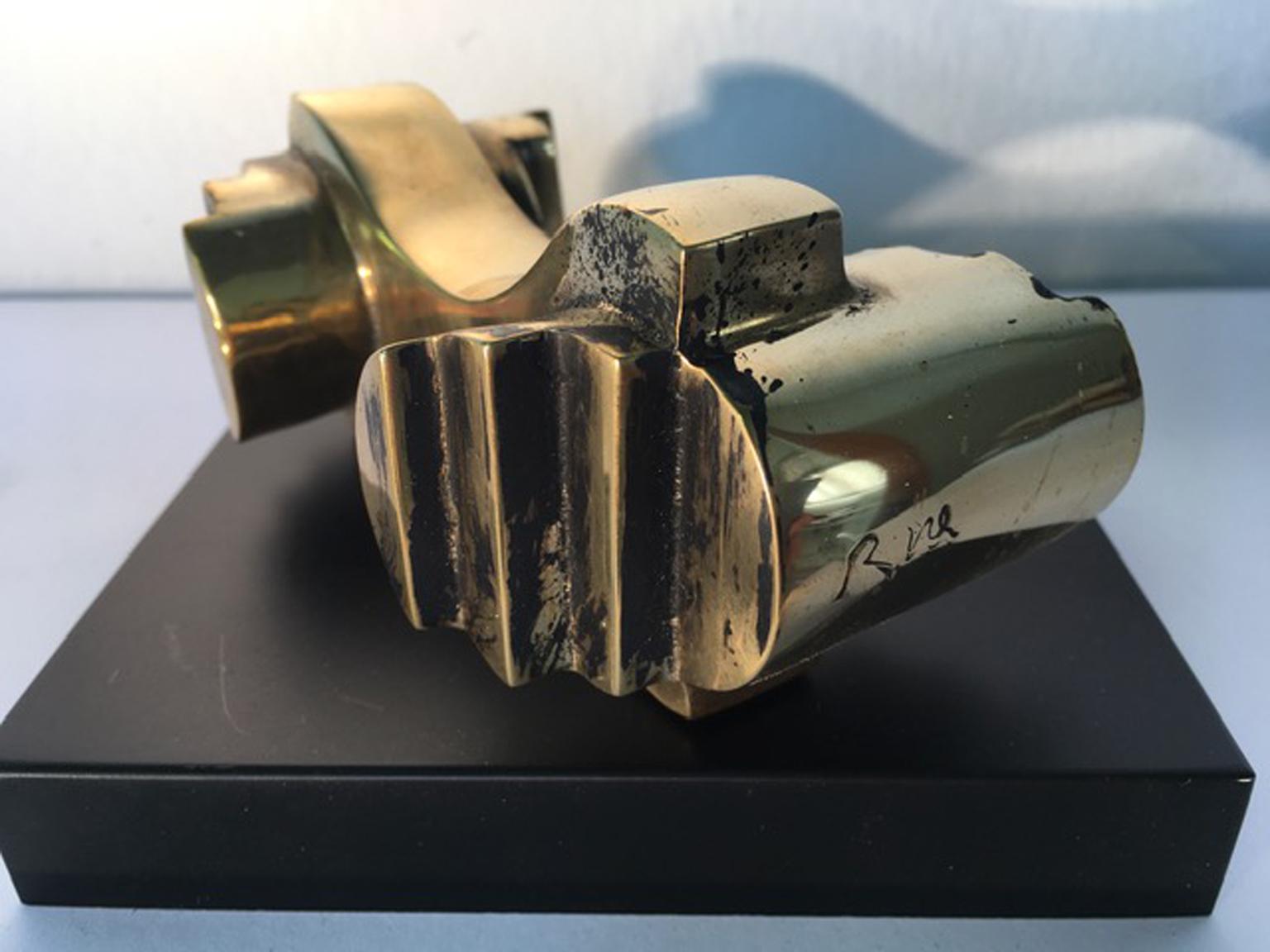Italy 1985 Abstract Sculpture Solid Brass by Eli Riva For Sale 3
