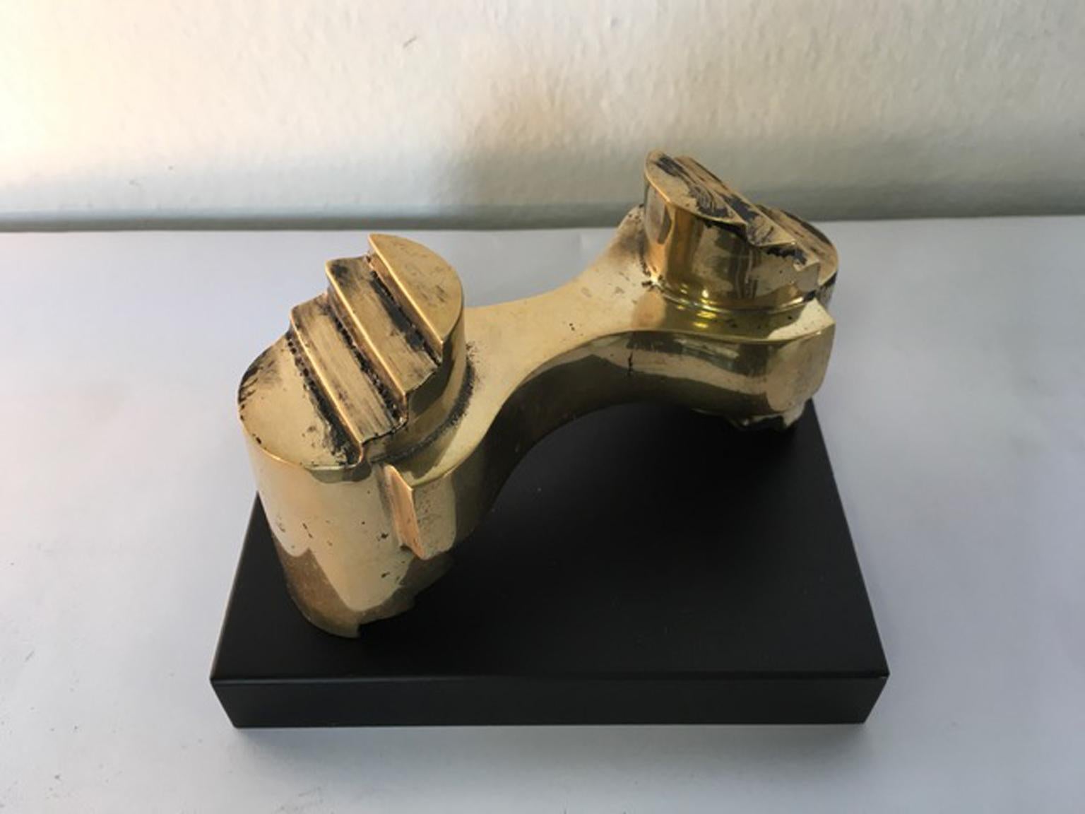 Post-Modern Italy 1985 Abstract Sculpture Solid Brass by Eli Riva For Sale