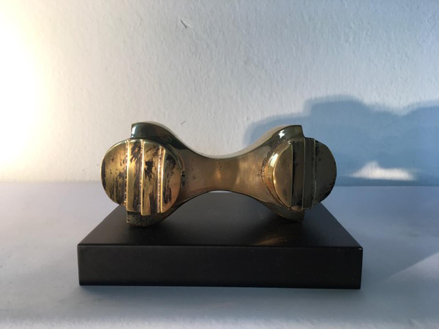 Italy 1985 Abstract Sculpture Solid Brass by Eli Riva In Good Condition For Sale In Brescia, IT