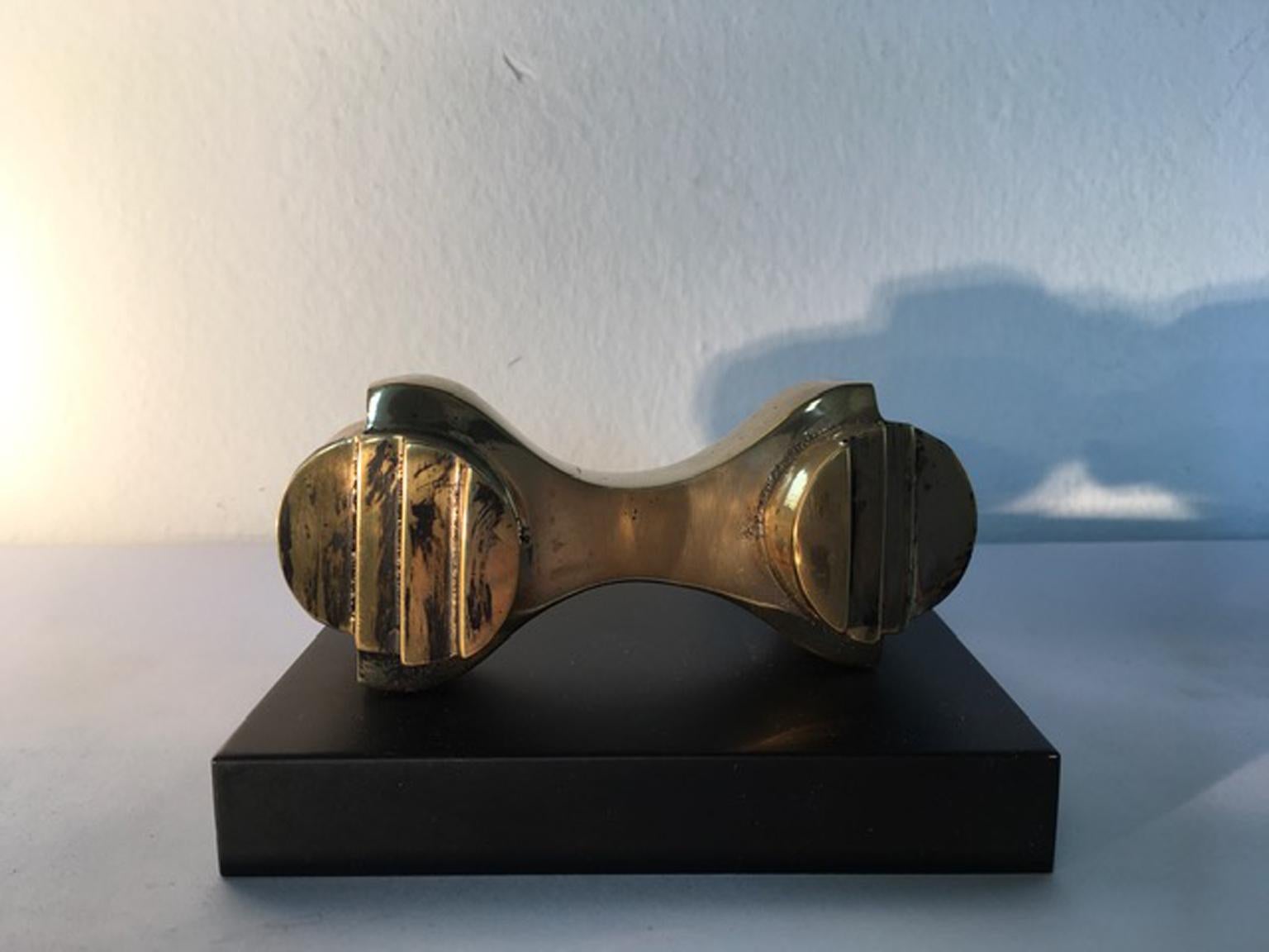 20th Century Italy 1985 Abstract Sculpture Solid Brass by Eli Riva For Sale