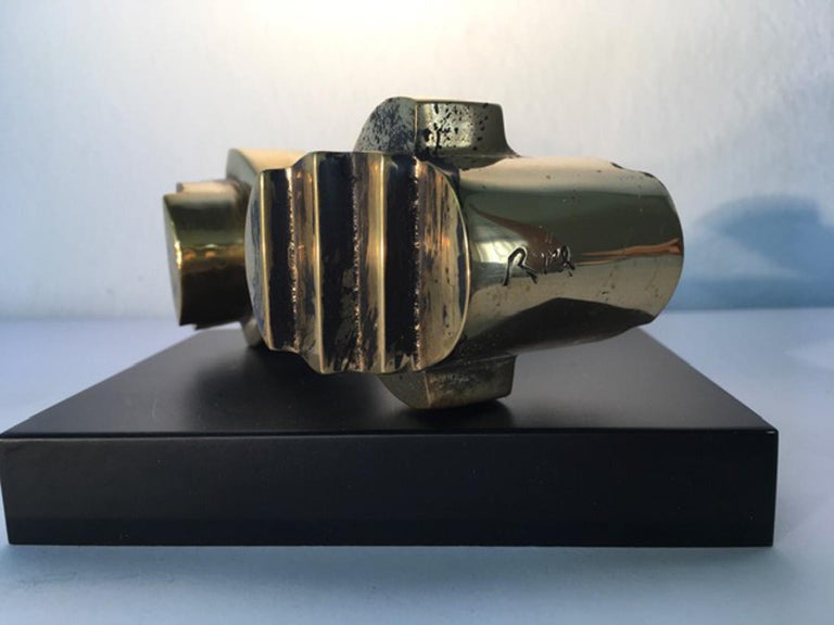 Italy 1985 Abstract Sculpture Solid Brass by Eli Riva For Sale at 1stDibs