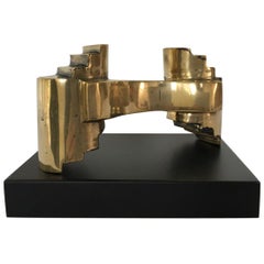 Italy 1985 Abstract Sculpture Solid Brass by Eli Riva