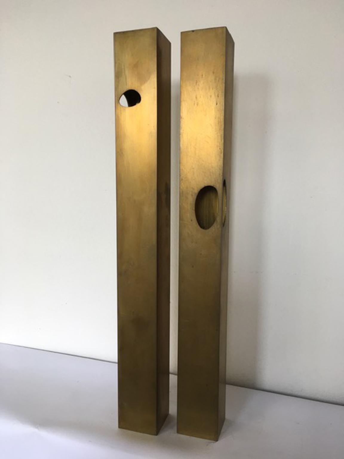 Hand-Crafted Italy 1998 the Skyscrapers Brass Abstract Sculpture For Sale