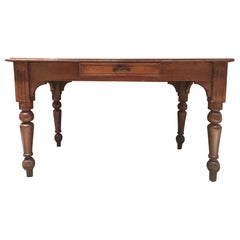 Italia 19th Century Kitchen Pine Wood Dining Table with Drawer Traditional Style
